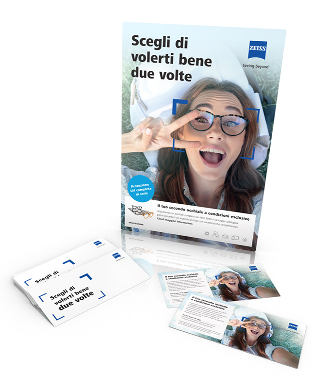 Cartello da banco per Zeiss per doppio occhiale