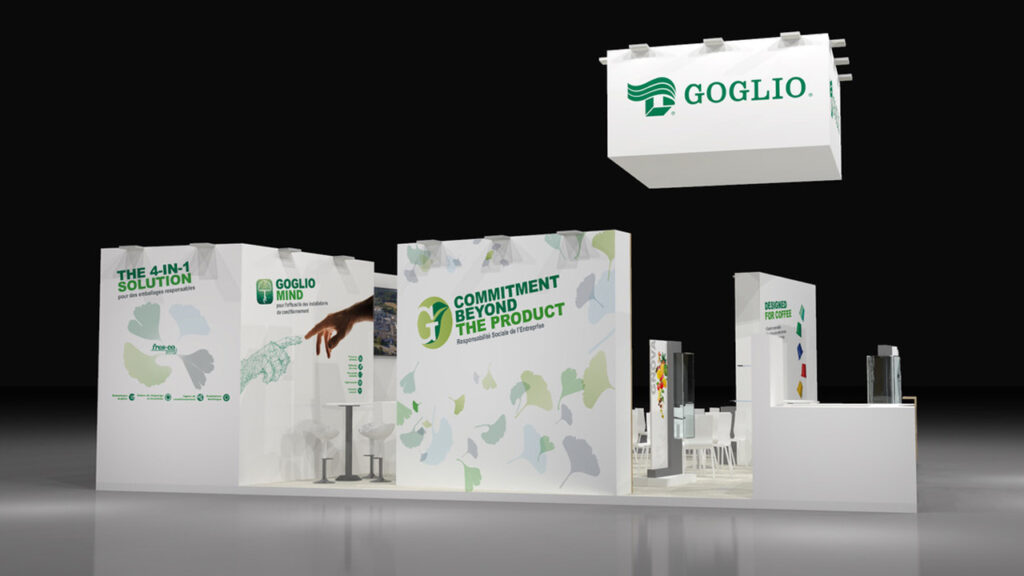 Vista laterale 3D dello stand Goglio